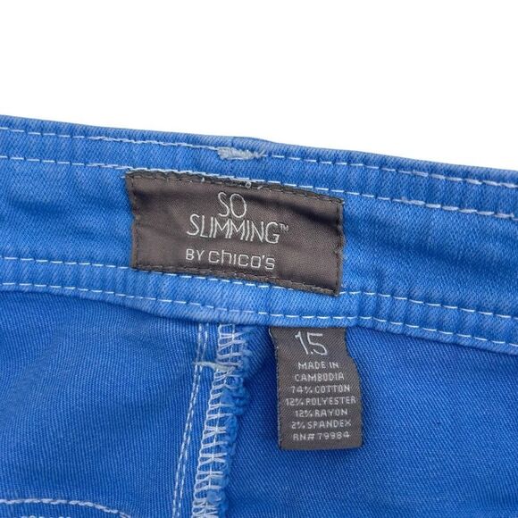 Chico’s so slimming bright blue ankle jeans size 10 - Picture 5 of 6